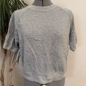 Everlane Track Short Sleeve Terry Crewneck Sweatshirt Heather Grey 100% Cotton